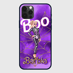 Чехол для iPhone 12 Pro Max Барби в костюме скелета: паутина и фиолетовый дым, цвет: 3D-черный