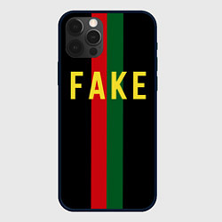 Чехол для iPhone 12 Pro Max Fake зелёная и красная полосы, цвет: 3D-черный