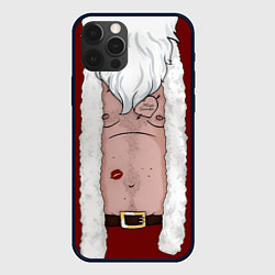 Чехол для iPhone 12 Pro Max Прикольный костюм санта клауса - голое тело, цвет: 3D-черный