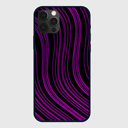 Чехол для iPhone 12 Pro Max Абстракция фиолетовые линии, цвет: 3D-черный