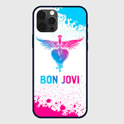 Чехол для iPhone 12 Pro Max Bon Jovi neon gradient style, цвет: 3D-черный