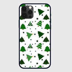 Чехол для iPhone 12 Pro Max Узор с зелеными елочками, цвет: 3D-черный