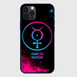 Чехол для iPhone 12 Pro Max Marilyn Manson - neon gradient, цвет: 3D-черный