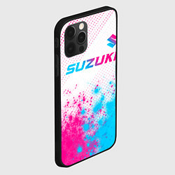 Чехол для iPhone 12 Pro Max Suzuki neon gradient style: символ сверху, цвет: 3D-черный — фото 2