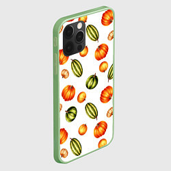Чехол для iPhone 12 Pro Max Разноцветные тыквы - паттерн, цвет: 3D-салатовый — фото 2