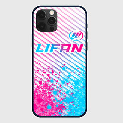 Чехол для iPhone 12 Pro Max Lifan neon gradient style: символ сверху, цвет: 3D-черный