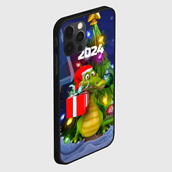 Чехол для iPhone 12 Pro Max Дракон с подарком у елки, цвет: 3D-черный — фото 2