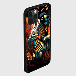 Чехол для iPhone 12 Pro Max Зебра в стиле фолк-арт, цвет: 3D-черный — фото 2