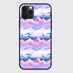Чехол для iPhone 12 Pro Max Розовые горы паттерн, цвет: 3D-черный