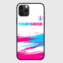 Чехол для iPhone 12 Pro Max Tomb Raider neon gradient style посередине, цвет: 3D-черный