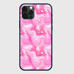 Чехол для iPhone 12 Pro Max Розовые разводы краски, цвет: 3D-черный