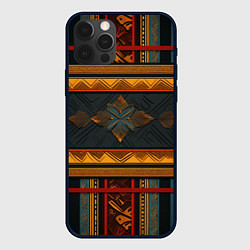 Чехол для iPhone 12 Pro Max Этнический рисунок в полоску, цвет: 3D-черный