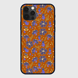 Чехол для iPhone 12 Pro Max Цветы в поле коричневый цвет, цвет: 3D-черный