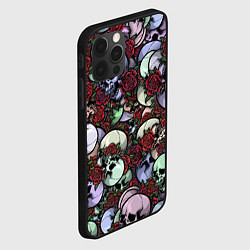 Чехол для iPhone 12 Pro Max Череп с розами паттерн, цвет: 3D-черный — фото 2