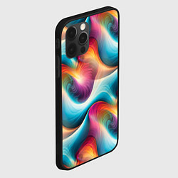Чехол для iPhone 12 Pro Max Волнообразная разноцветная абстракция, цвет: 3D-черный — фото 2