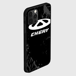 Чехол для iPhone 12 Pro Max Chery speed на темном фоне со следами шин, цвет: 3D-черный — фото 2