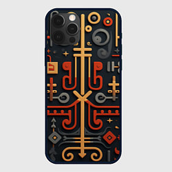 Чехол для iPhone 12 Pro Max Абстрактный паттерн в славянском стиле на тёмном ф, цвет: 3D-черный