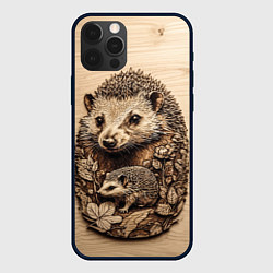 Чехол iPhone 12 Pro Max Ежики выжженные на доске