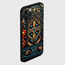 Чехол для iPhone 12 Pro Max Узор с растительными элементами в славянском стиле, цвет: 3D-черный — фото 2