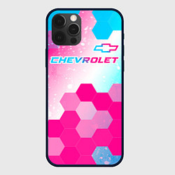 Чехол iPhone 12 Pro Max Chevrolet neon gradient style посередине