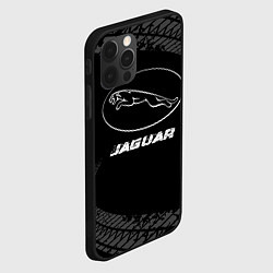 Чехол для iPhone 12 Pro Max Jaguar speed на темном фоне со следами шин, цвет: 3D-черный — фото 2
