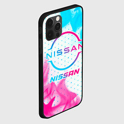 Чехол для iPhone 12 Pro Max Nissan neon gradient style, цвет: 3D-черный — фото 2