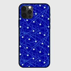 Чехол для iPhone 12 Pro Max Звездопад на синем, цвет: 3D-черный