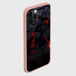 Чехол для iPhone 12 Pro Max Tesla - плиты с эффектом свечения, цвет: 3D-светло-розовый — фото 2
