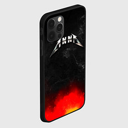 Чехол для iPhone 12 Pro Max Анна в стиле Металлика - искры и огонь, цвет: 3D-черный — фото 2