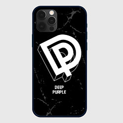 Чехол для iPhone 12 Pro Max Deep Purple glitch на темном фоне, цвет: 3D-черный