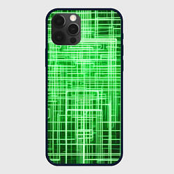 Чехол для iPhone 12 Pro Max Зелёные неоновые полосы киберпанк, цвет: 3D-черный