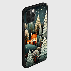 Чехол для iPhone 12 Pro Max Ночной снегопад в лесу, цвет: 3D-черный — фото 2