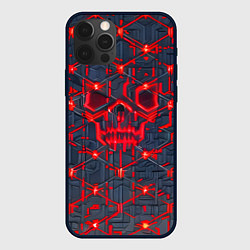 Чехол для iPhone 12 Pro Max Красная неоновая сеть, цвет: 3D-черный