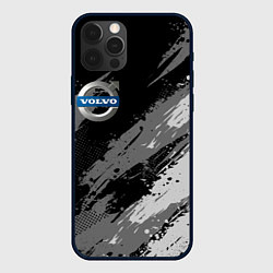 Чехол для iPhone 12 Pro Max Volvo - монохромный серый, цвет: 3D-черный