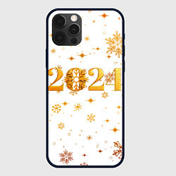 Чехол для iPhone 12 Pro Max Новый 2024 год - золотой, цвет: 3D-черный