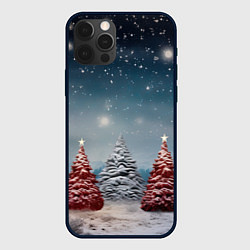 Чехол для iPhone 12 Pro Max Волшебство зимней природы иней на деревьях, цвет: 3D-черный