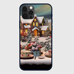Чехол для iPhone 12 Pro Max Объемные новогодние домики, цвет: 3D-черный