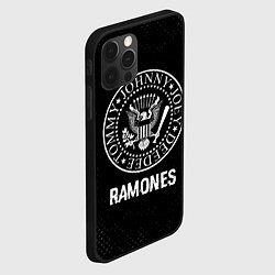 Чехол для iPhone 12 Pro Max Ramones glitch на темном фоне, цвет: 3D-черный — фото 2