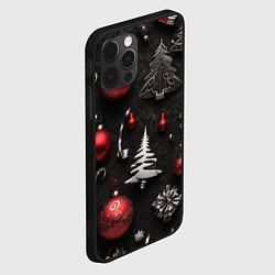 Чехол для iPhone 12 Pro Max Новогодние игрушки елочные, цвет: 3D-черный — фото 2