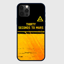 Чехол для iPhone 12 Pro Max Thirty Seconds to Mars - gold gradient посередине, цвет: 3D-черный