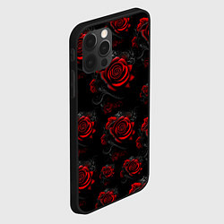 Чехол для iPhone 12 Pro Max Красные розы цветы, цвет: 3D-черный — фото 2