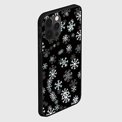 Чехол для iPhone 12 Pro Max Снежинки белые на черном, цвет: 3D-черный — фото 2