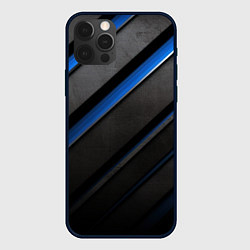 Чехол iPhone 12 Pro Max Black blue lines