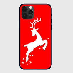Чехол для iPhone 12 Pro Max Рождественский олень Red and white, цвет: 3D-черный