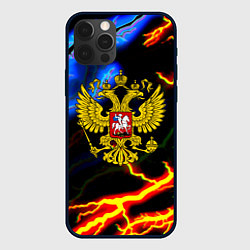 Чехол для iPhone 12 Pro Max Россия наша страна герб шторм, цвет: 3D-черный