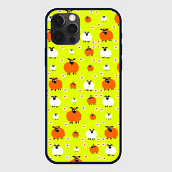 Чехол для iPhone 12 Pro Max Стадо овец в поле, цвет: 3D-черный