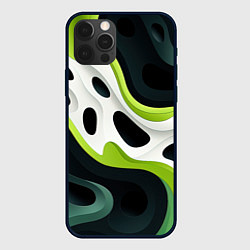 Чехол для iPhone 12 Pro Max Белая вязкая текстура на зеленой, цвет: 3D-черный