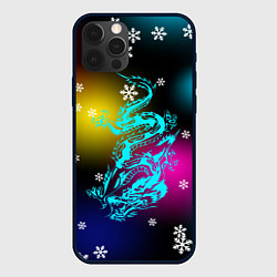 Чехол для iPhone 12 Pro Max Праздничный дракон и снежинки, цвет: 3D-черный