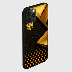 Чехол для iPhone 12 Pro Max Герб России на золотистой абстракции, цвет: 3D-черный — фото 2