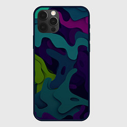Чехол для iPhone 12 Pro Max Неопределенный яркий камуфляж, цвет: 3D-черный